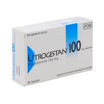 Box of Utrogestan 100mg Capsules for hormone replacement therapy